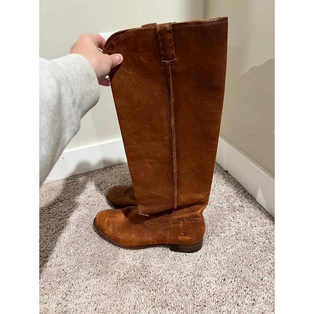 Frye Melissa Button Tall Riding Boots Cognac Brown Leather Womens 10 B 77822